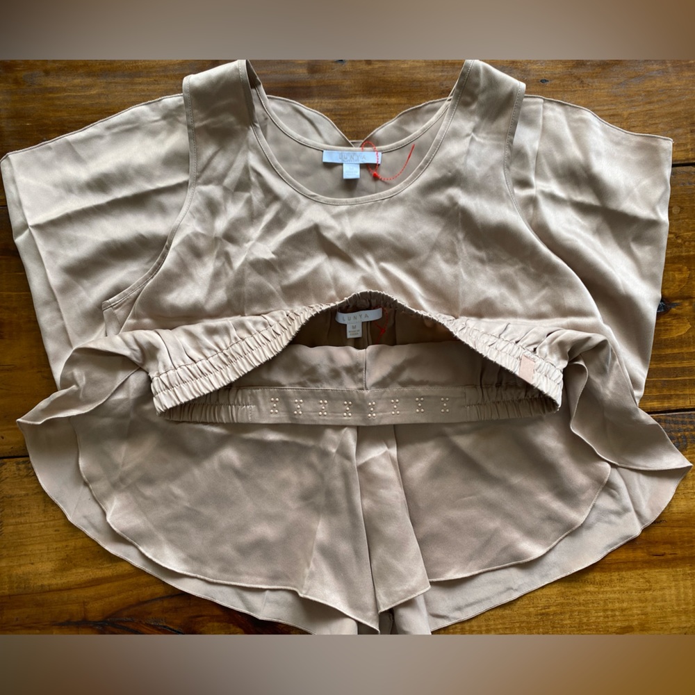 Lunya washable silk set pajamas, color otium tan, size medium